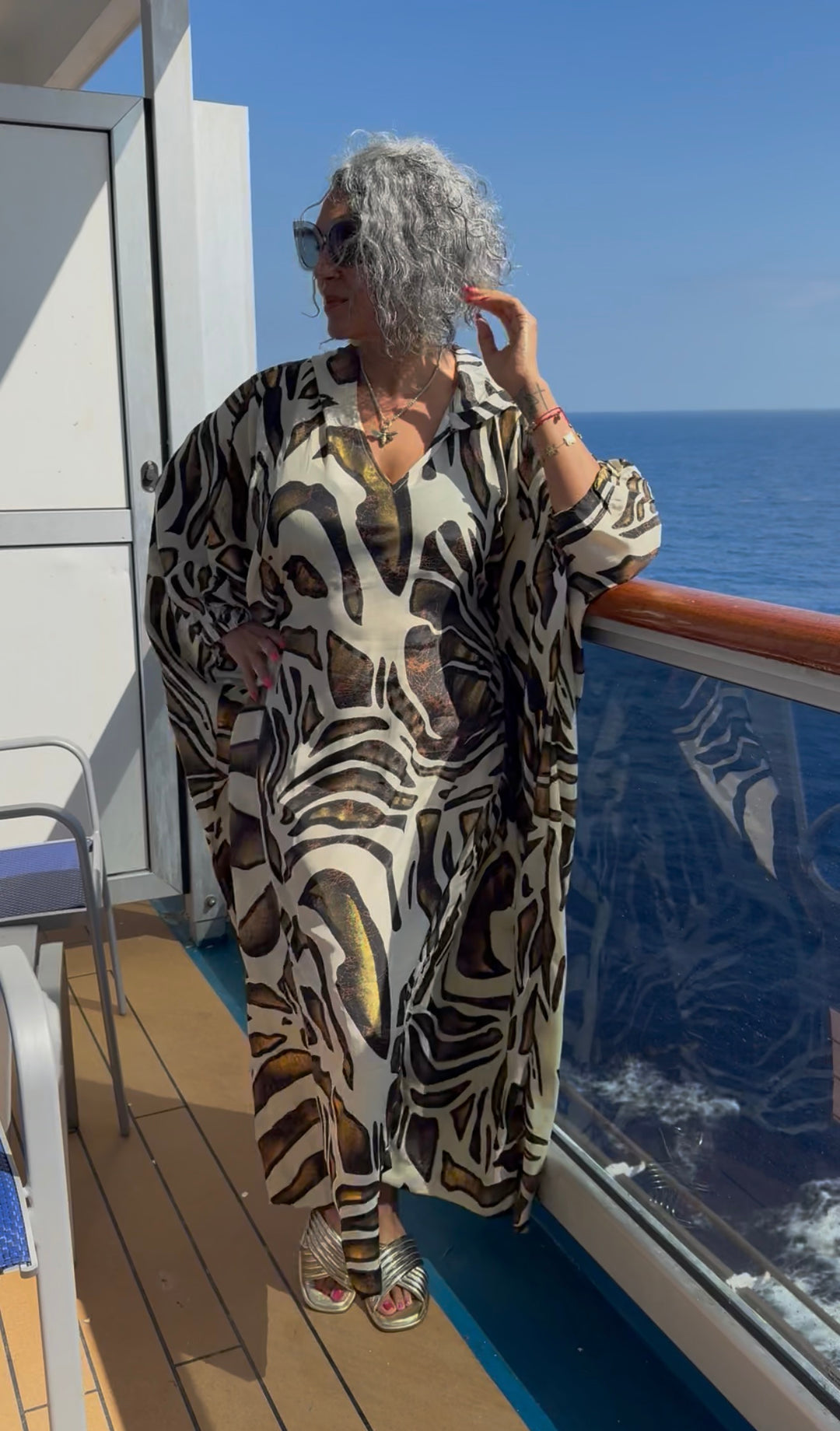 The Chocolate and Ivory Silk Hooded Kaftan