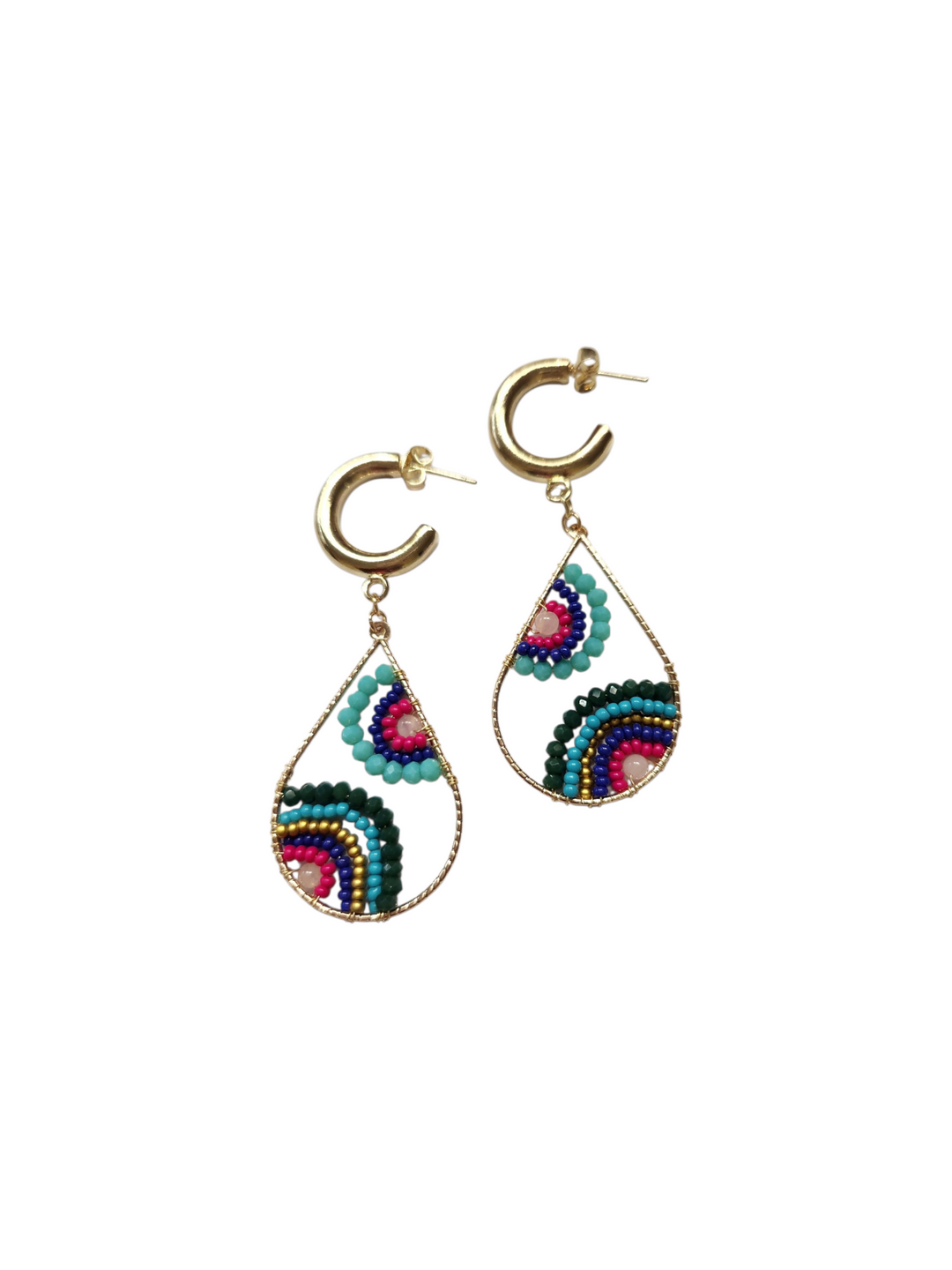 The Kaleidoscope Bloom Beaded Teardrop Earrings - 289
