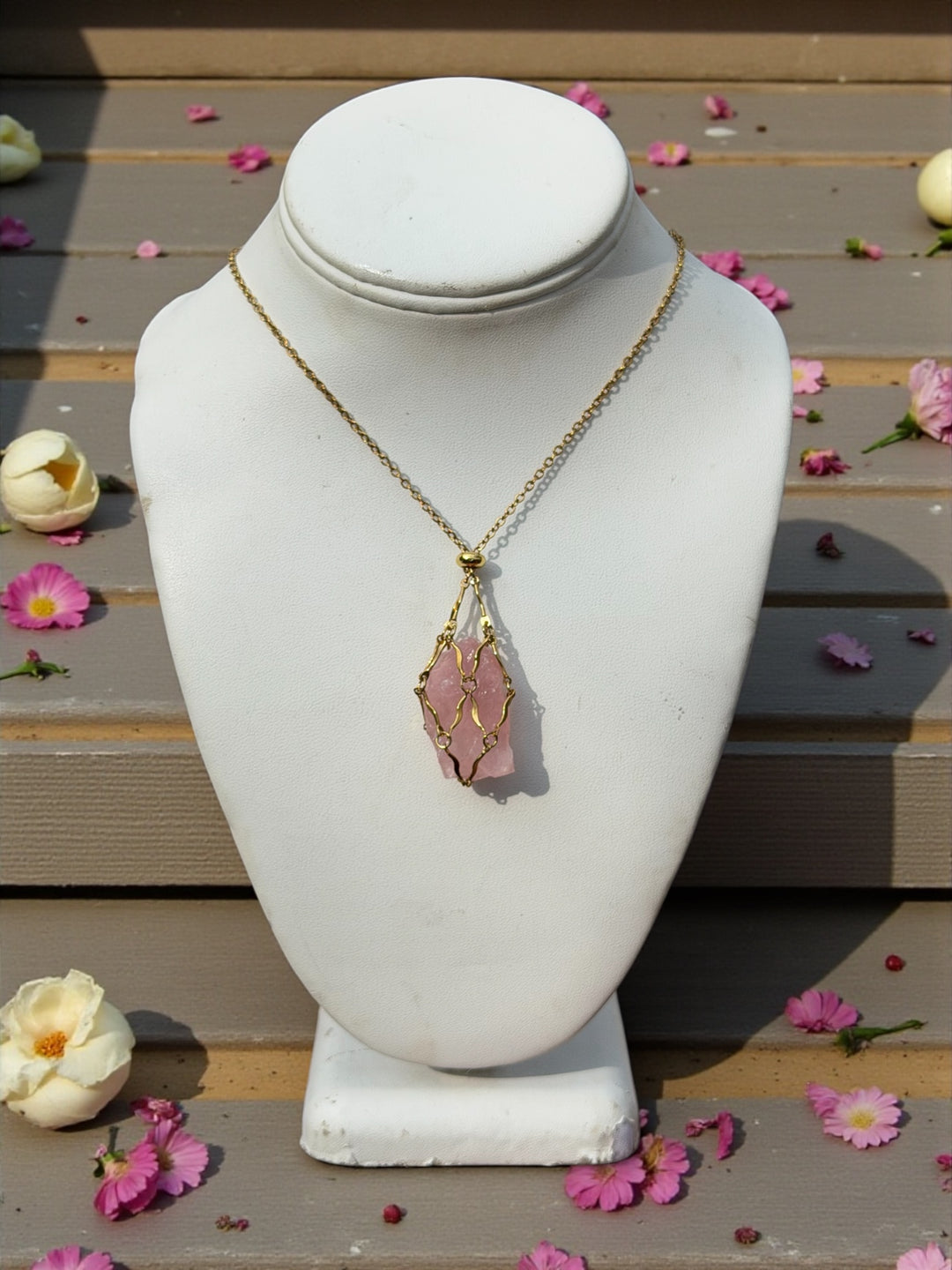 The Rose Quartz Basket Necklace