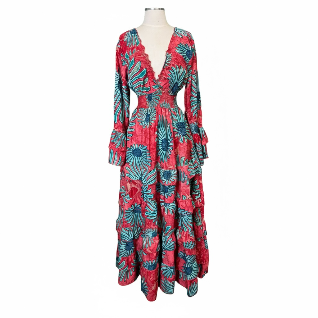 The Coral Mirage Silk Designer Dress