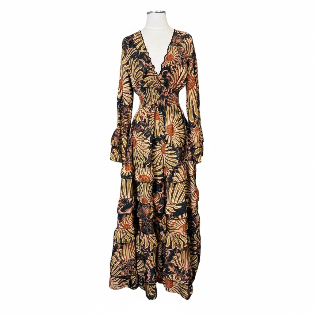 The Amber Bloom Silk Designer Dress