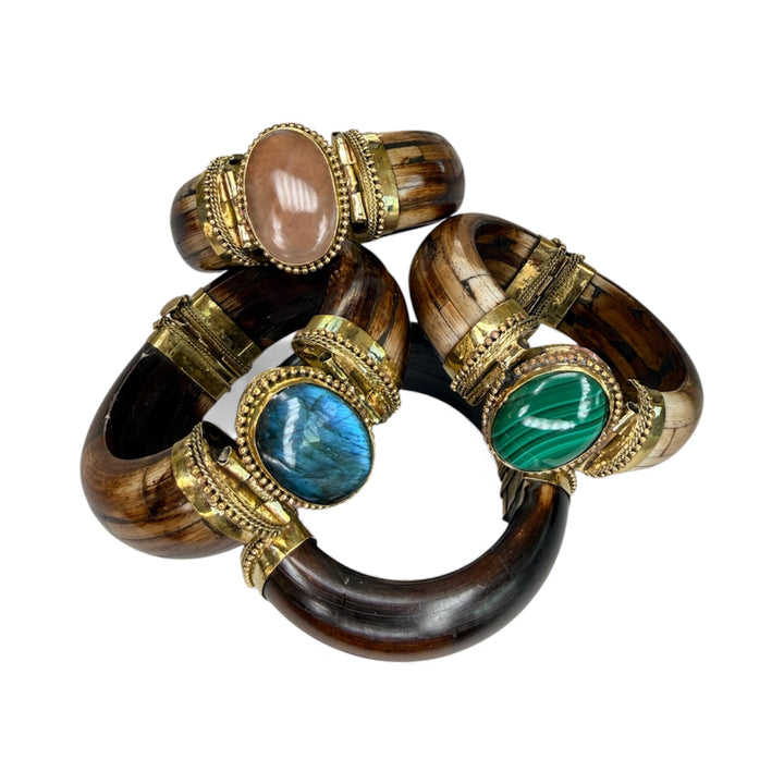 The Boho Luxe Wood Brass Gemstone Collection