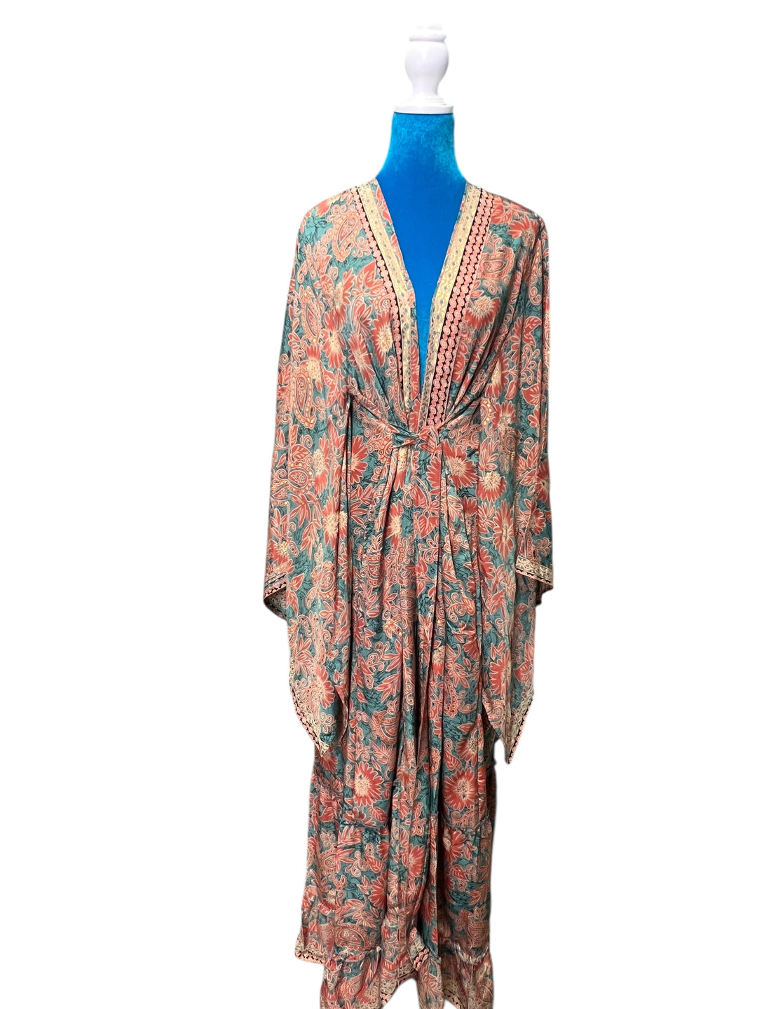 The Coral Silk Kimono Set