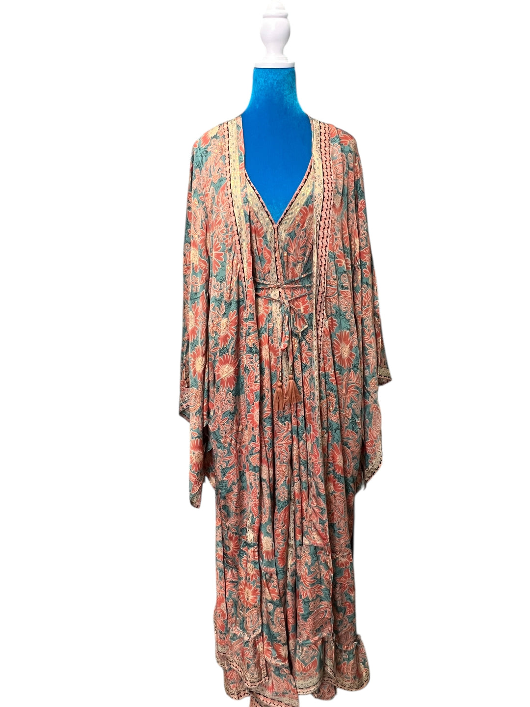 The Coral Silk Kimono Set