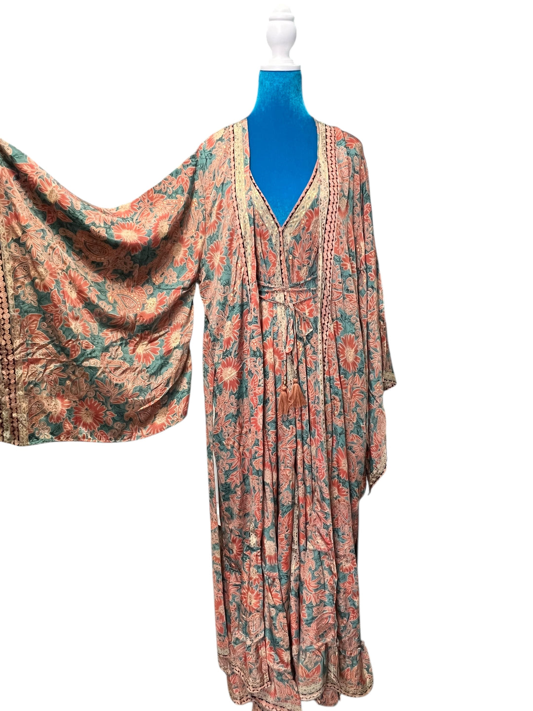 The Coral Silk Kimono Set