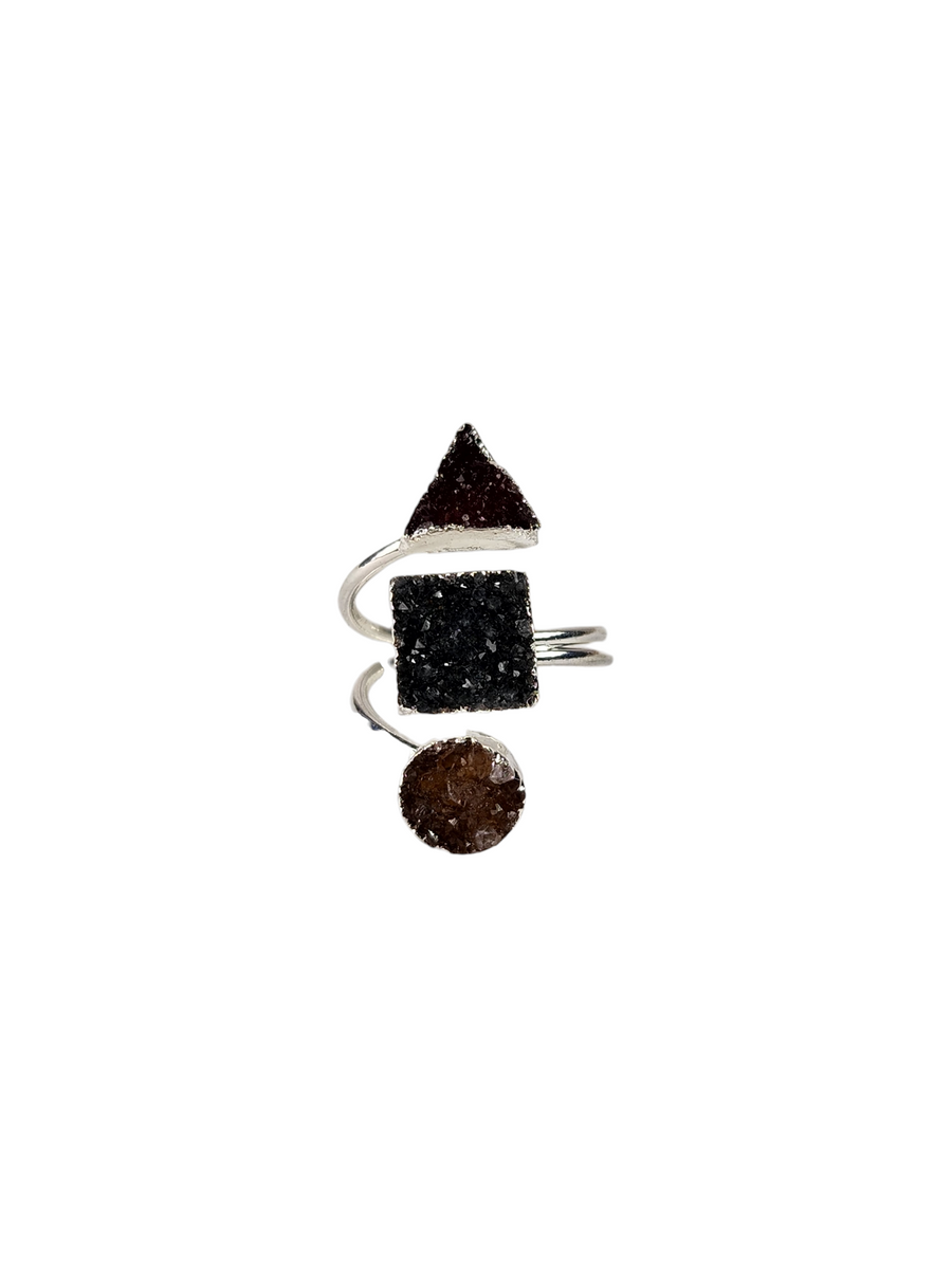 The Jenny Silver Triple Druzy Ring Collection