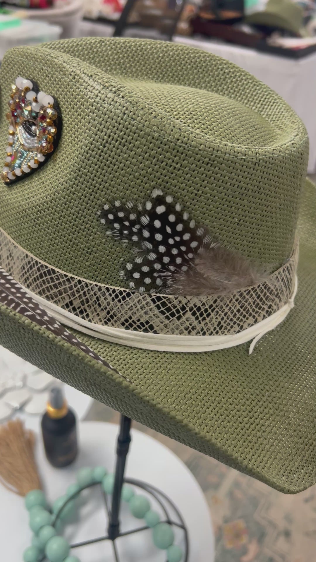 The Sage Green Feather Boho Cowboy Hat