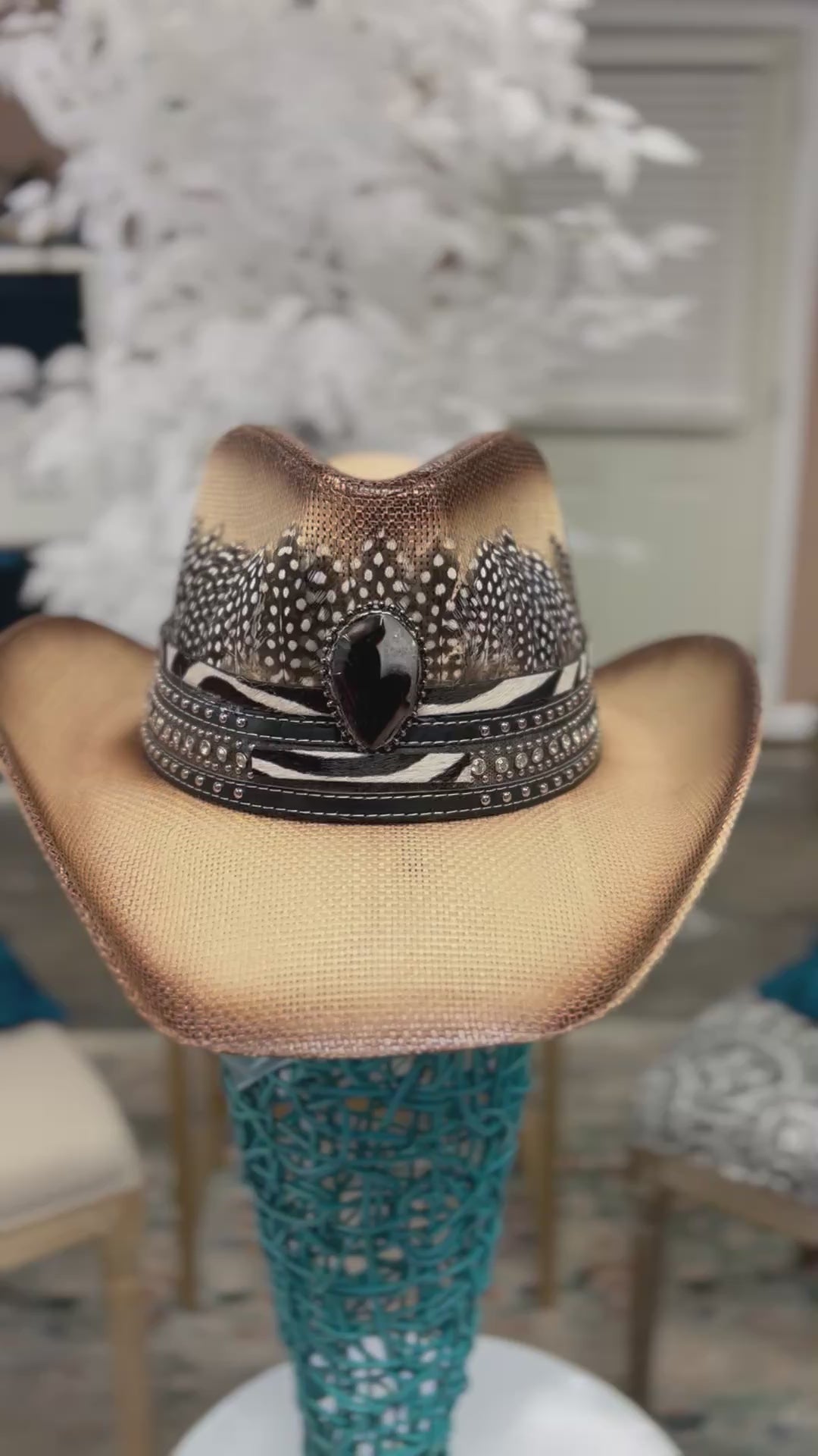 The Black and White Agate Boho Cowboy Hat