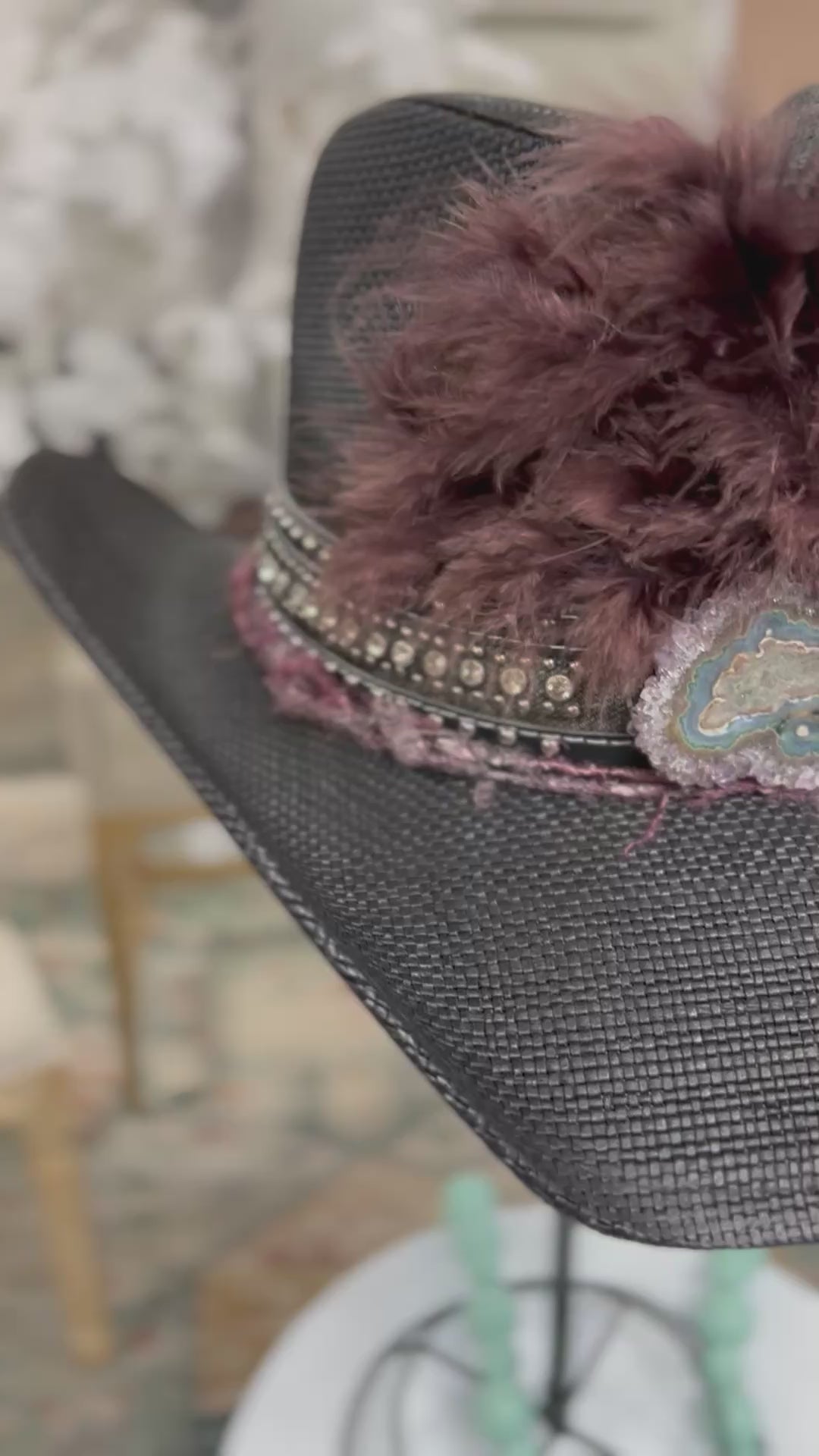 The Black Amethyst Stalactite Cowboy Boho Hat