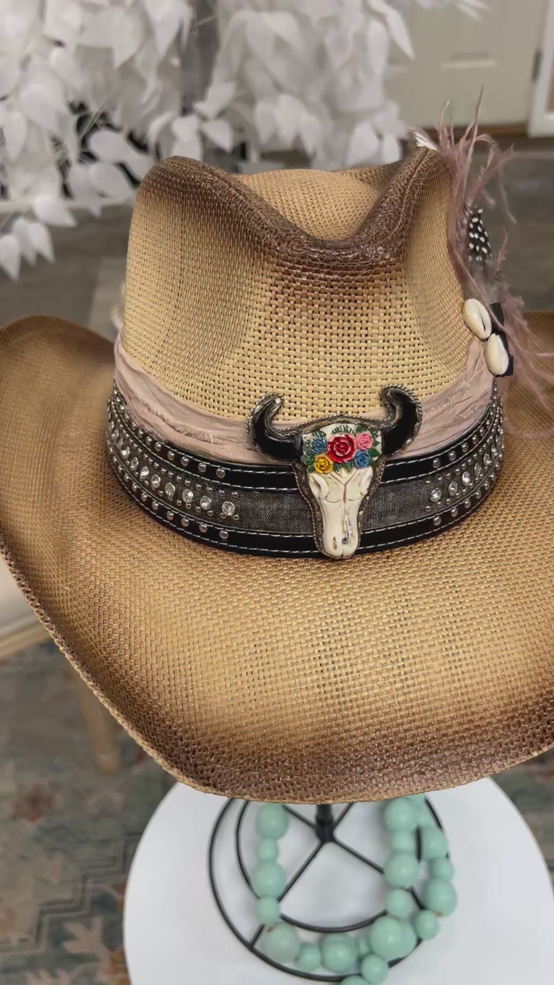 The Steerhead Studded Feather Boho Cowboy Hat