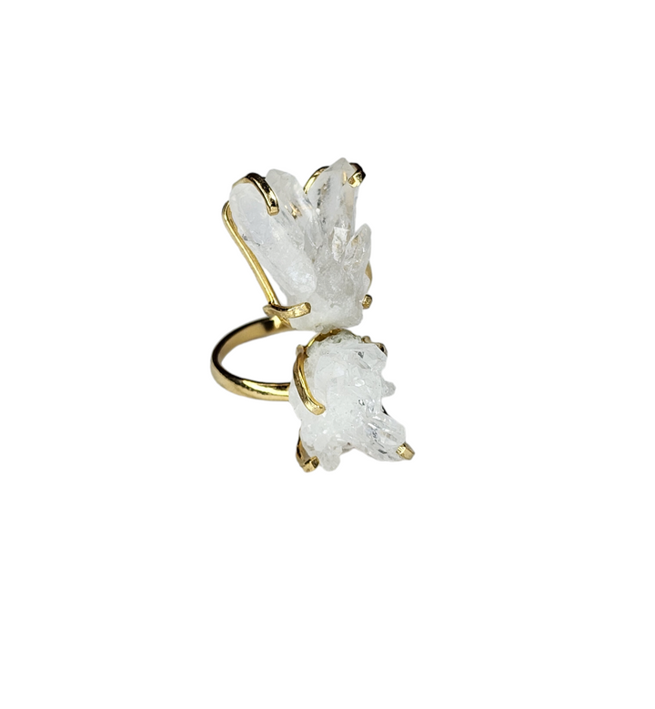The Cherese Dual Crystal Points Gold Wrap Ring