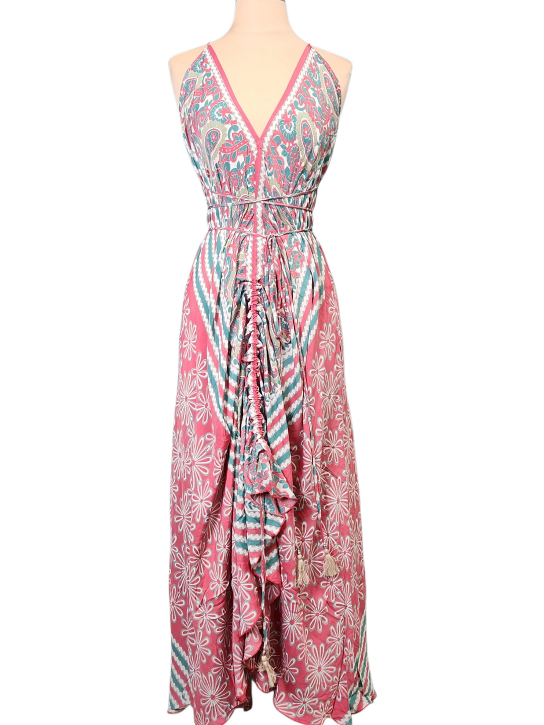 The Pink Mirage Silk Vault Tulip Arm Long Kimono & Point Dress Set-239