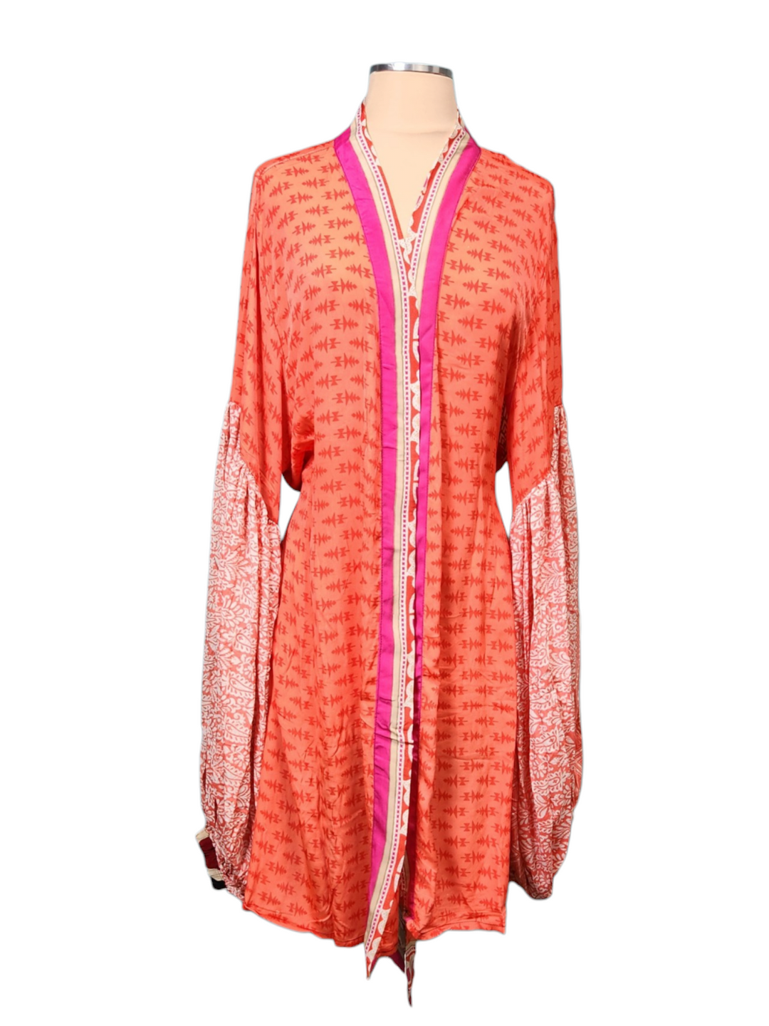 The Coral Bloom Short Silk Vault Kimono/Duster-164