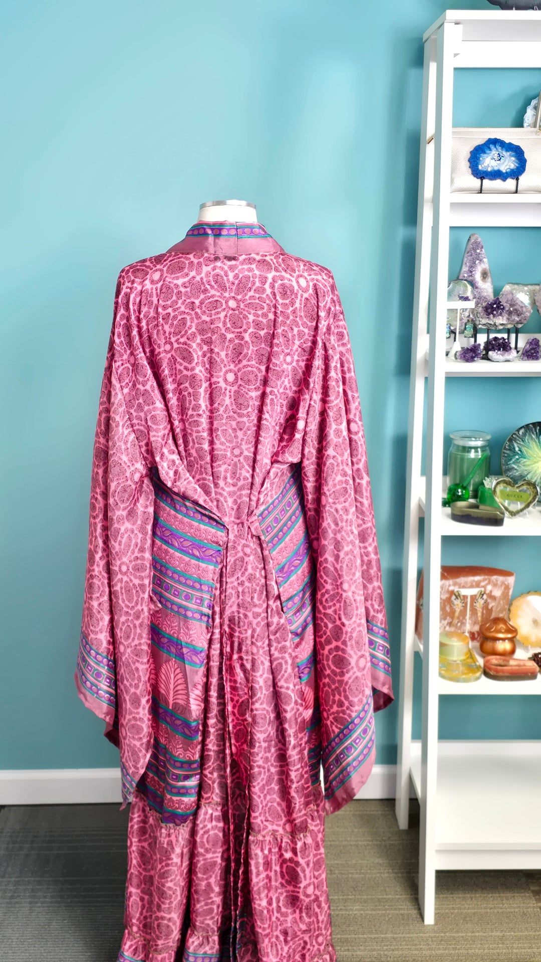 The Peony Vintage Sari Silk Kimono