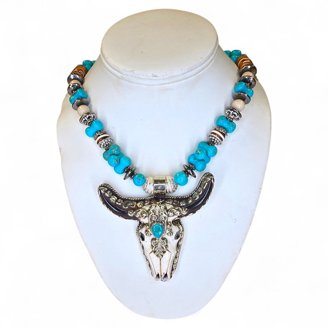 The Sacred Canyon Turquoise Longhorn Statement Necklace