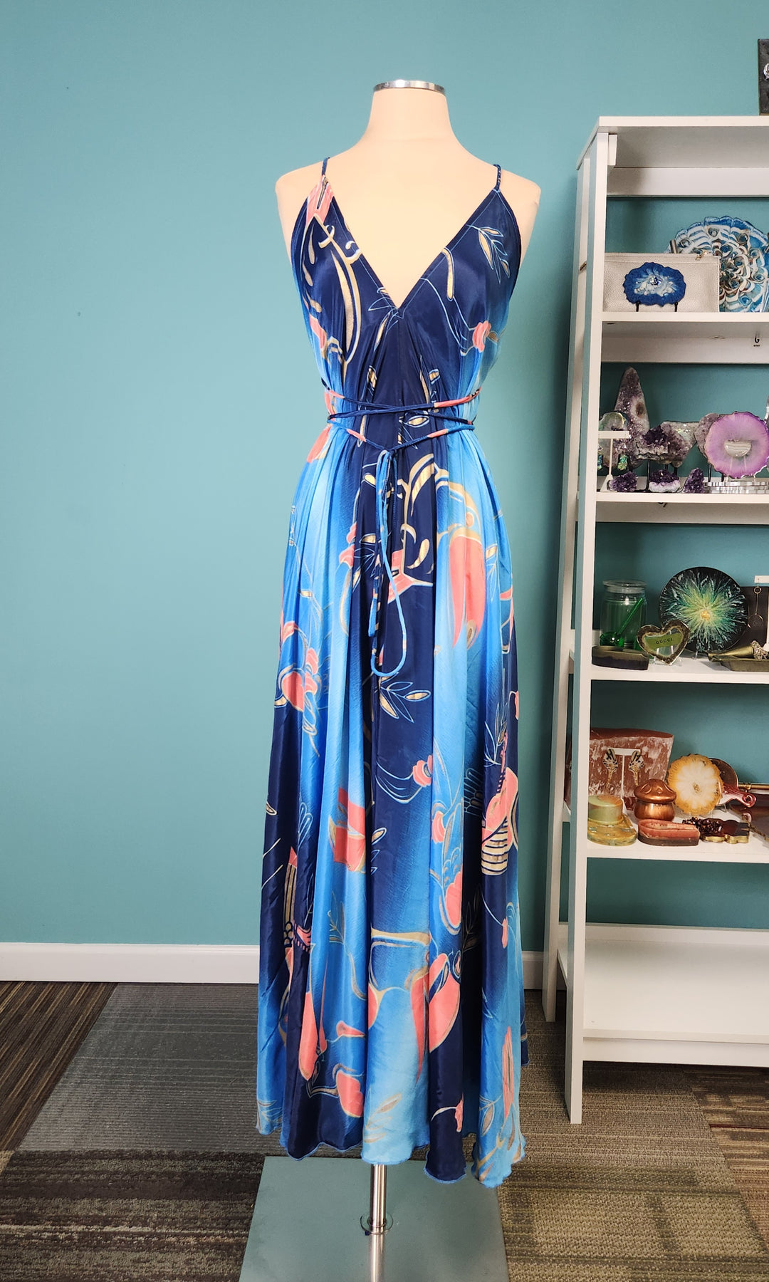 The Azure Paradise Silk Kimono & Point Dress Set 201