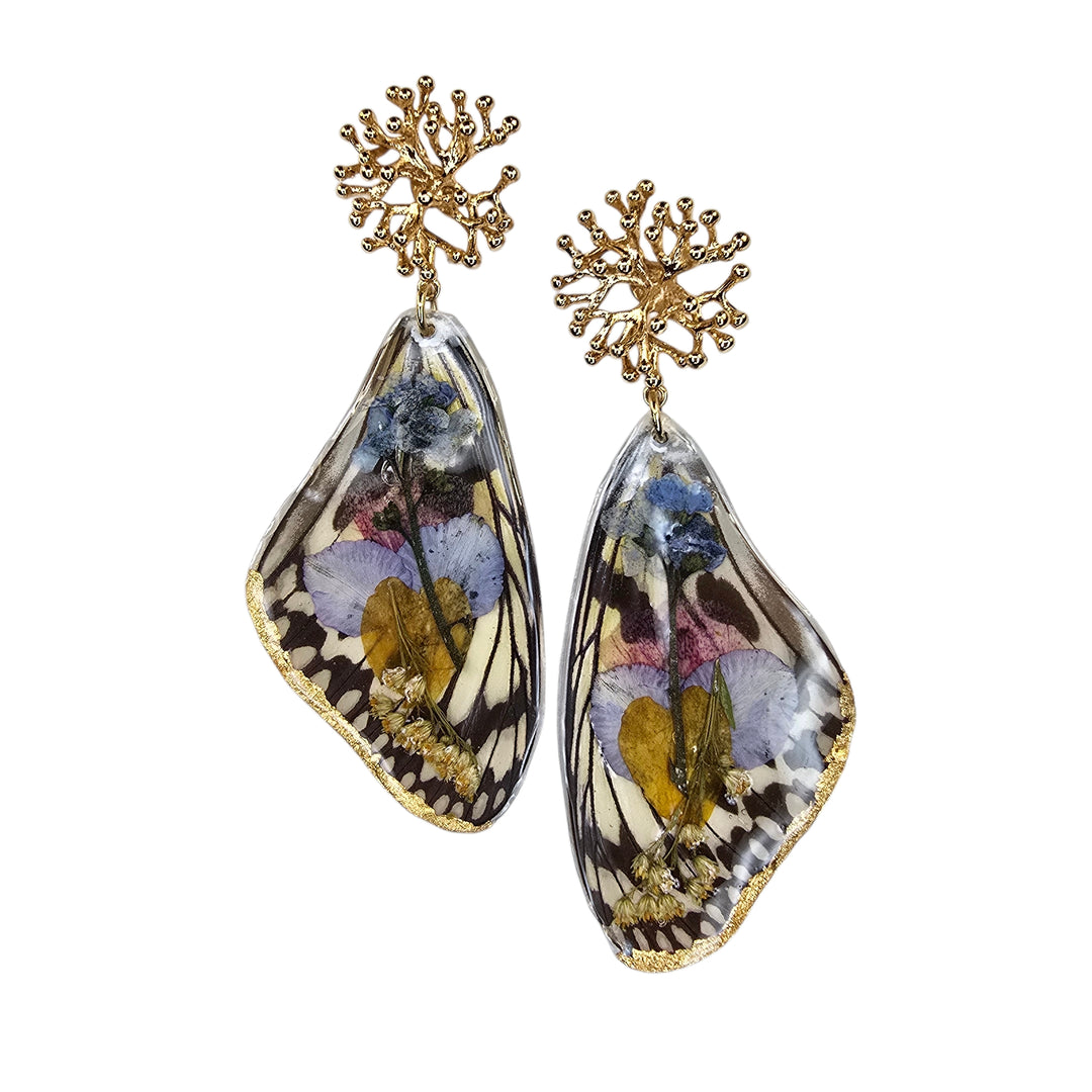 The Paperkite Real Butterly Gold Coral Post Earrings