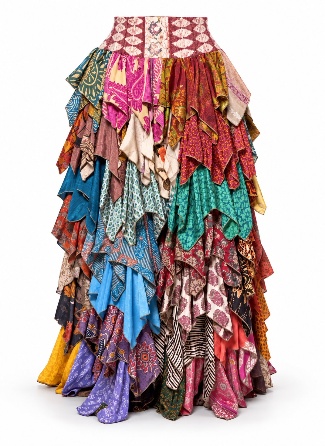 The Silk Mosaic 7 Layer Skirt (Pre-Order Only)-1001
