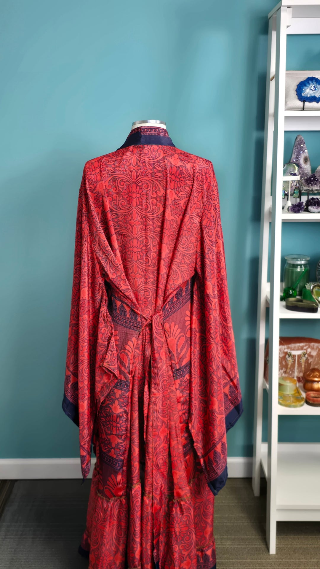 The Red Vintage Sari Silk Kimono