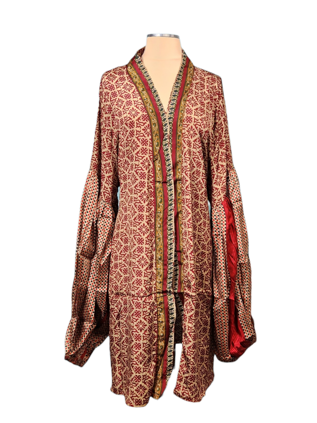 The Crimson Caravan Short Silk Vault Kimono/Duster-163