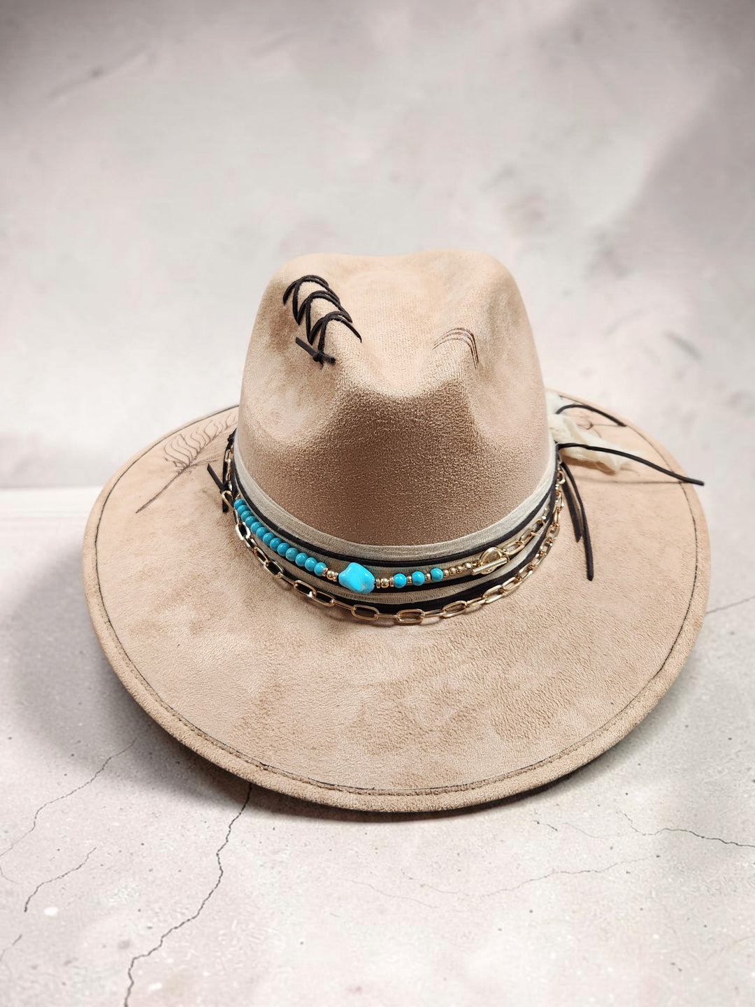 Turquoise Trailblazer Vegan Suede Hat - 815