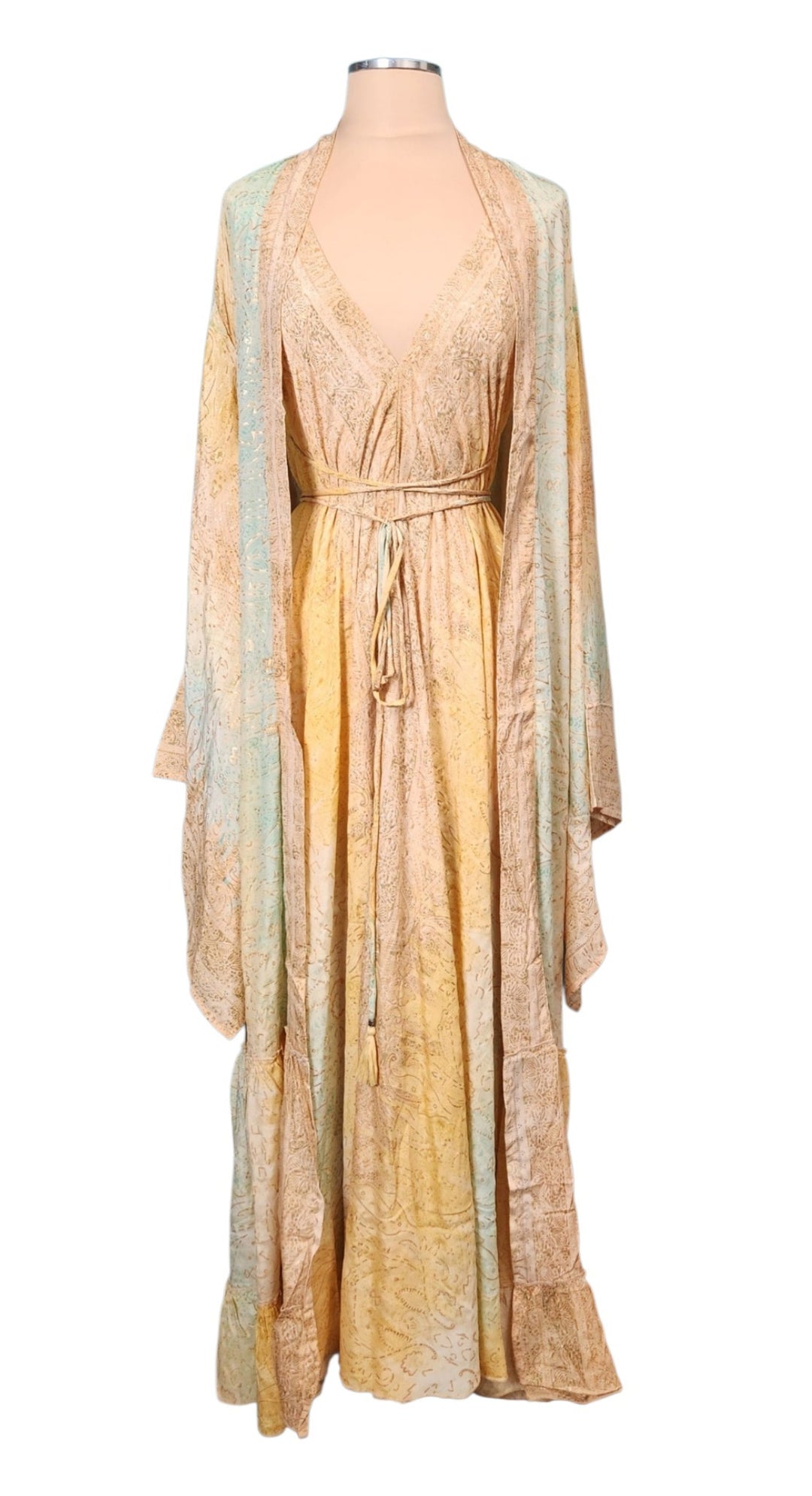 The Golden Serenity Kimono & Point Dress Set - 205