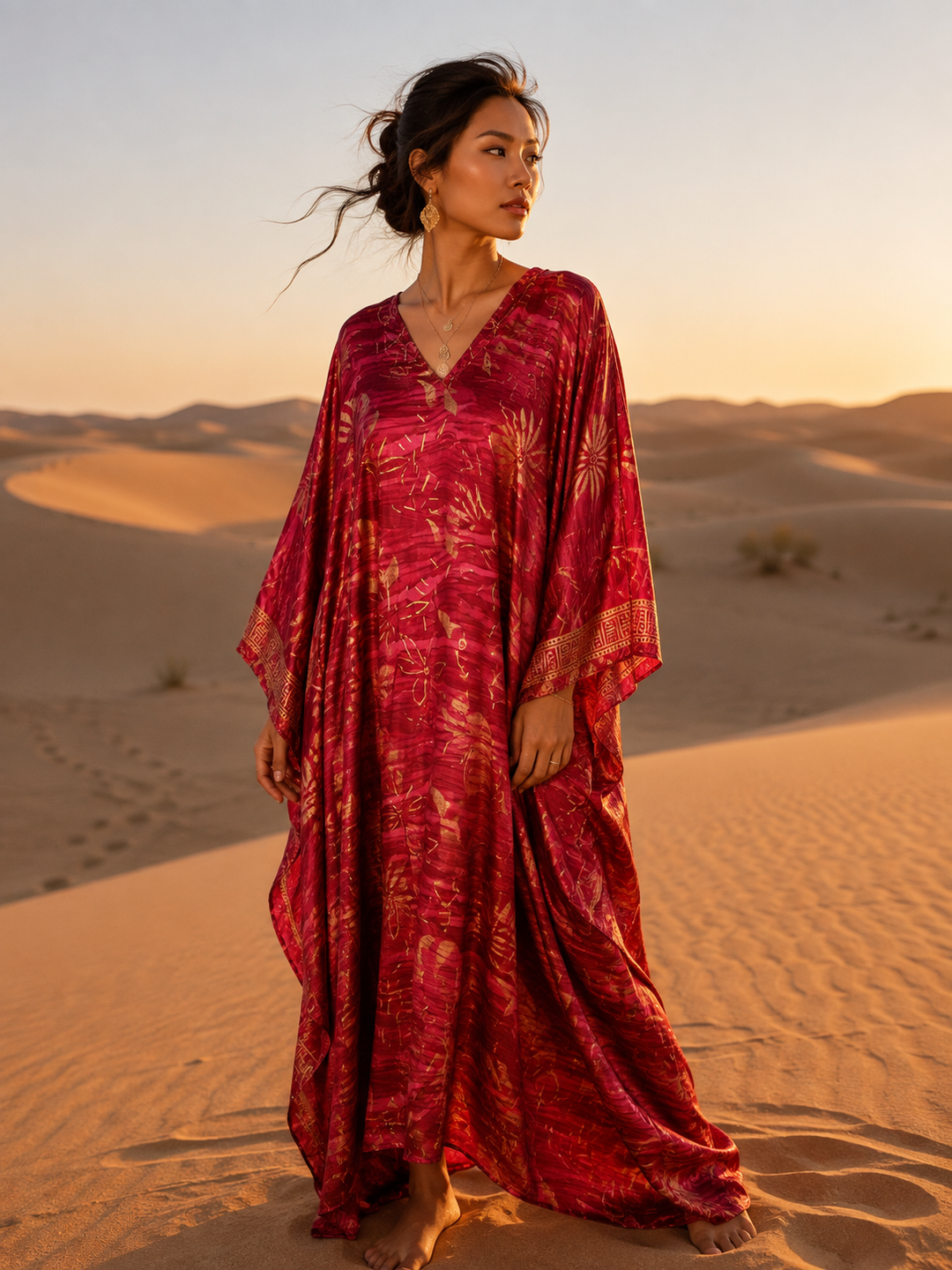 The Crimson Sunset Hooded Kaftani-409