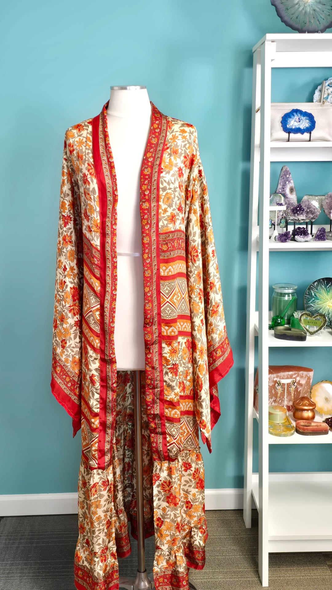 The Fall Time Vintage Sari Silk Kimono