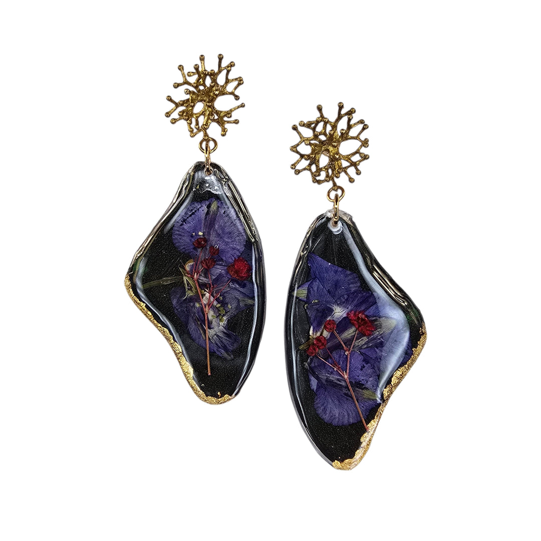 The Real Butterfly Brass Coral Post Earrings