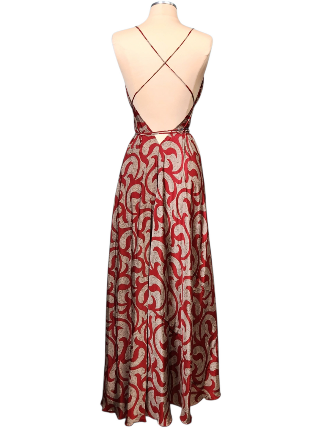 The Turquoise Crimson Dream Silk Vault Tulip Arm Long Kimono & Point Dress Set-236