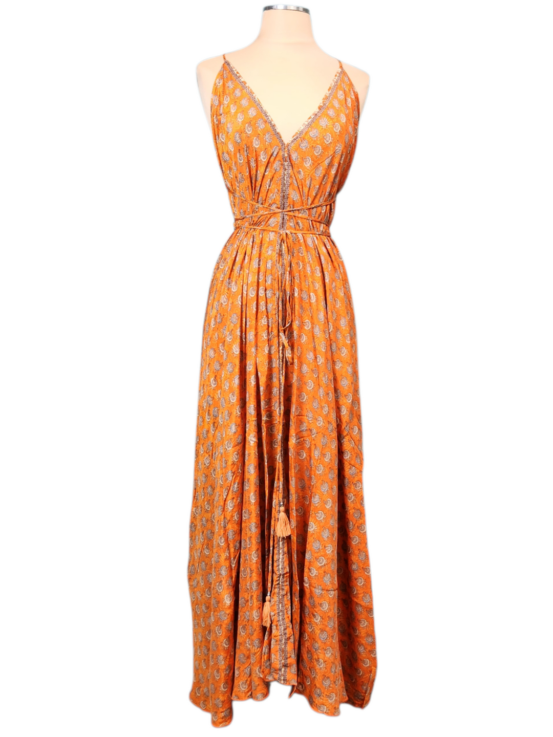The Burnt Amber Silk Vault Tulip Arm Long Kimono & Point Dress Set-249