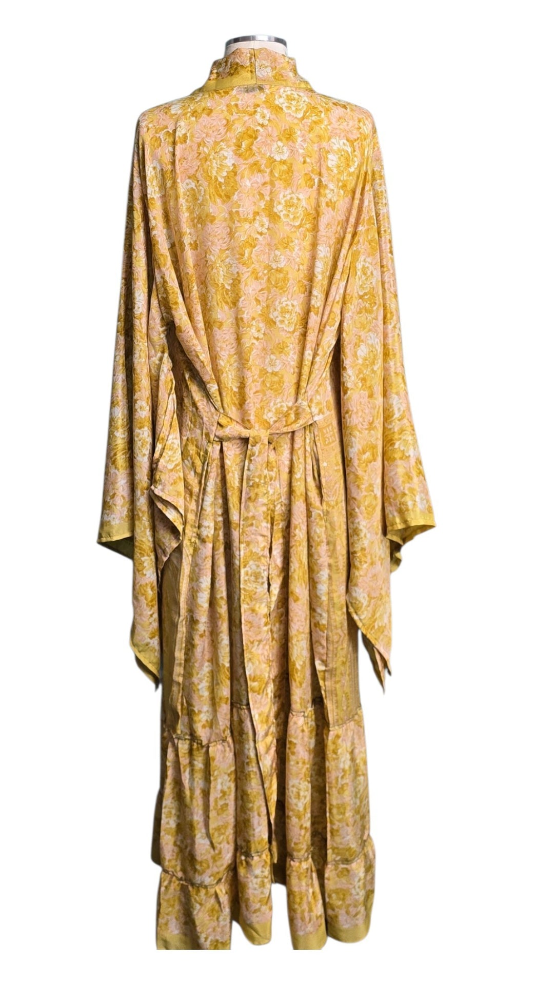 The Sunlit Petals Vintage Sari Silk Kimono-124