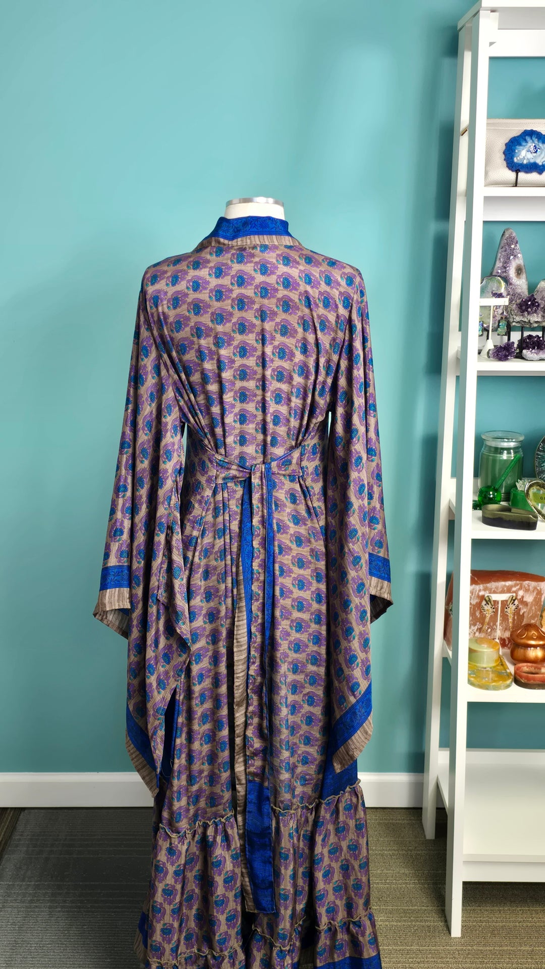 The Blueberry Vintage Sari Silk Kimono