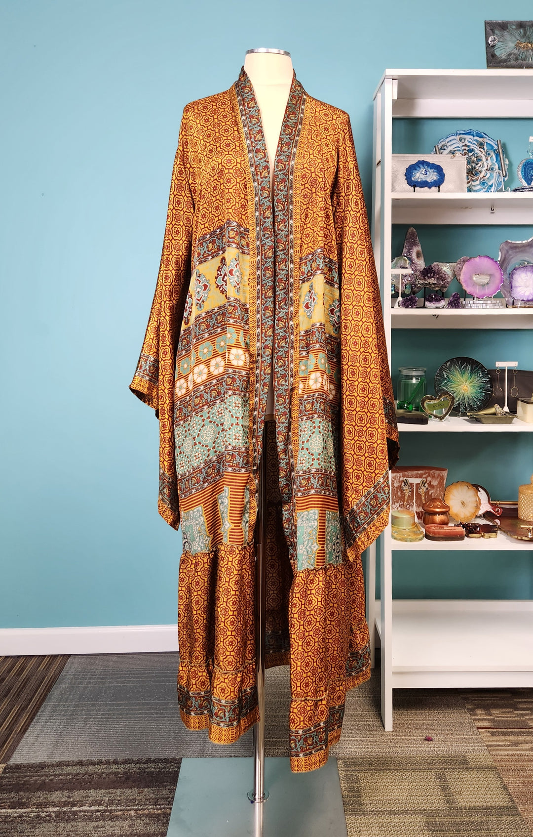The Golden Harvest Sari Silk Kimono-130