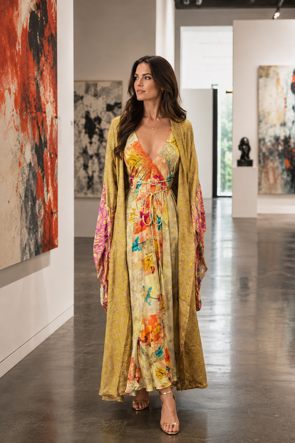 The Golden Mirage Vault Silk Tulip Arm Kimono & Point Dress Set
