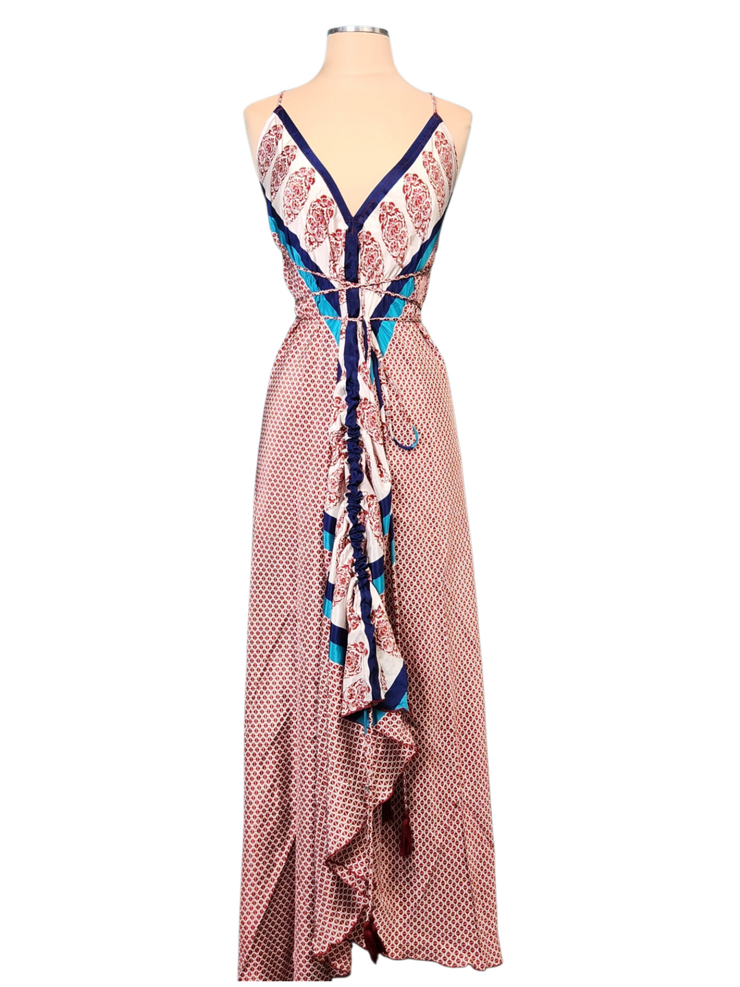 The Crimson Carnival Silk Vault Tulip Arm Long Kimono & Point Dress Set-236