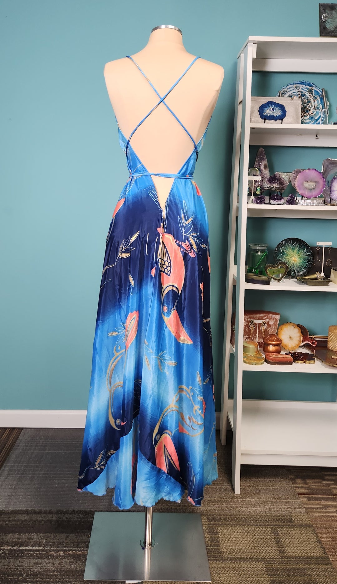 The Azure Paradise Silk Kimono & Point Dress Set 201