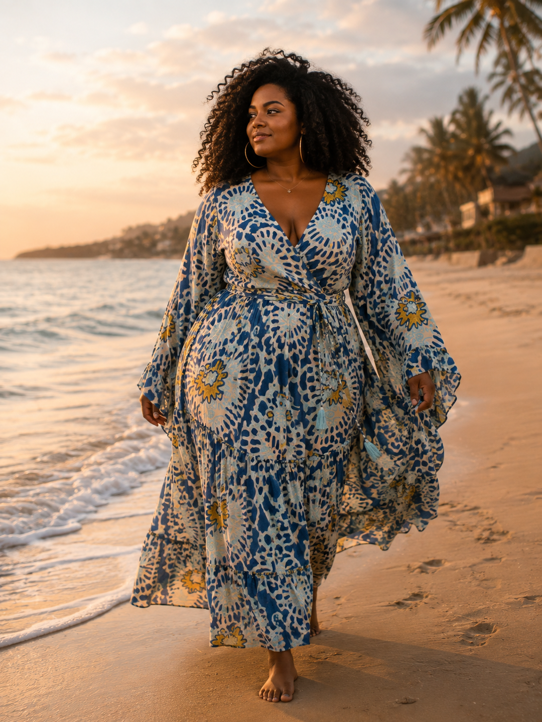 The Ocean Pearl Kimono & Point Dress Set - 258