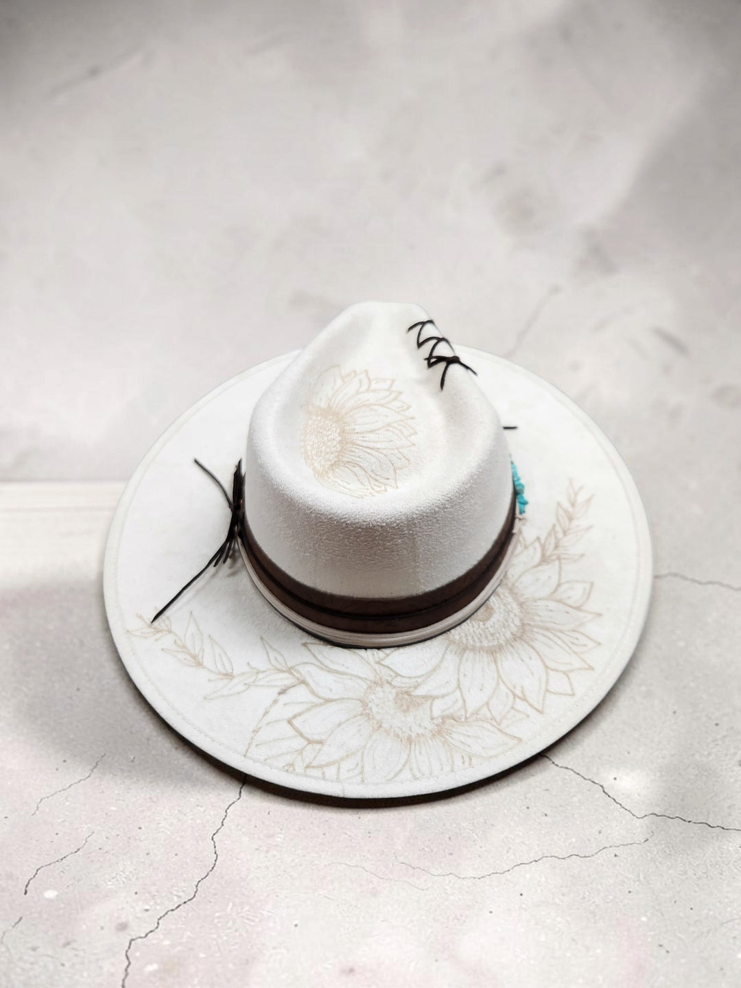 The Ivory Sunflower Vegan Suede Hat - 819