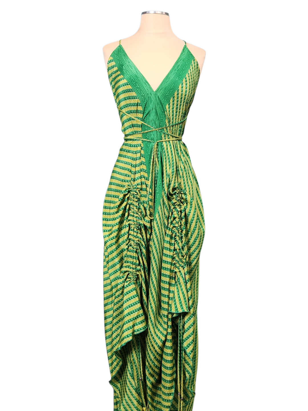 The Emerald Waterfall Silk Vault Tulip Arm Short Kimono & Point Dress Set-223