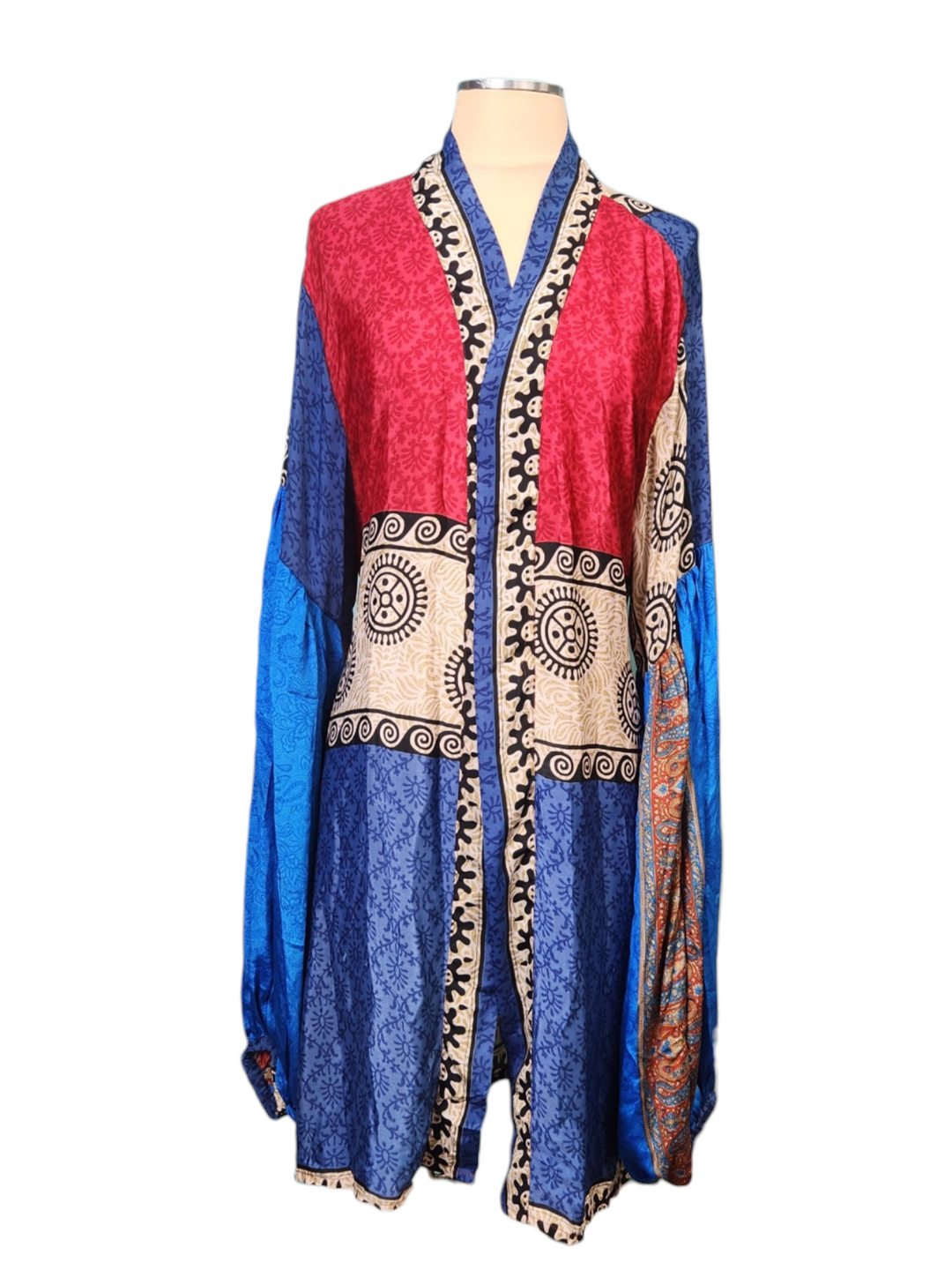 The Cobalt Rose Tulip Arm Short Silk Vault Kimono/Duster-167