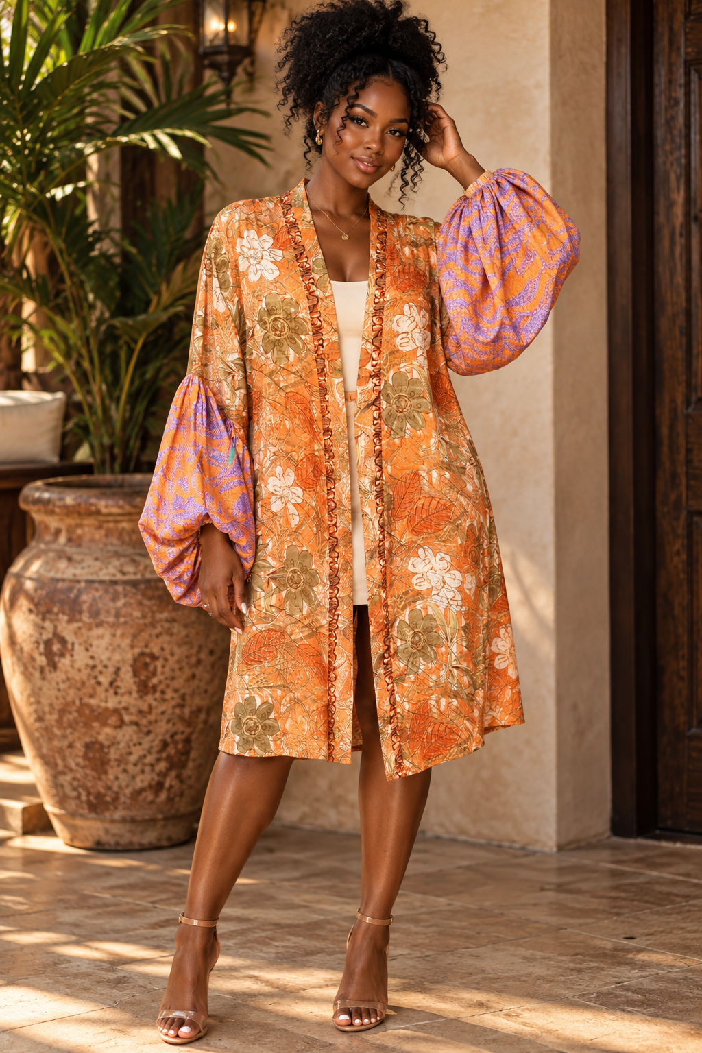 The Autumn Lavender Short Silk Vault Kimono/Duster-154