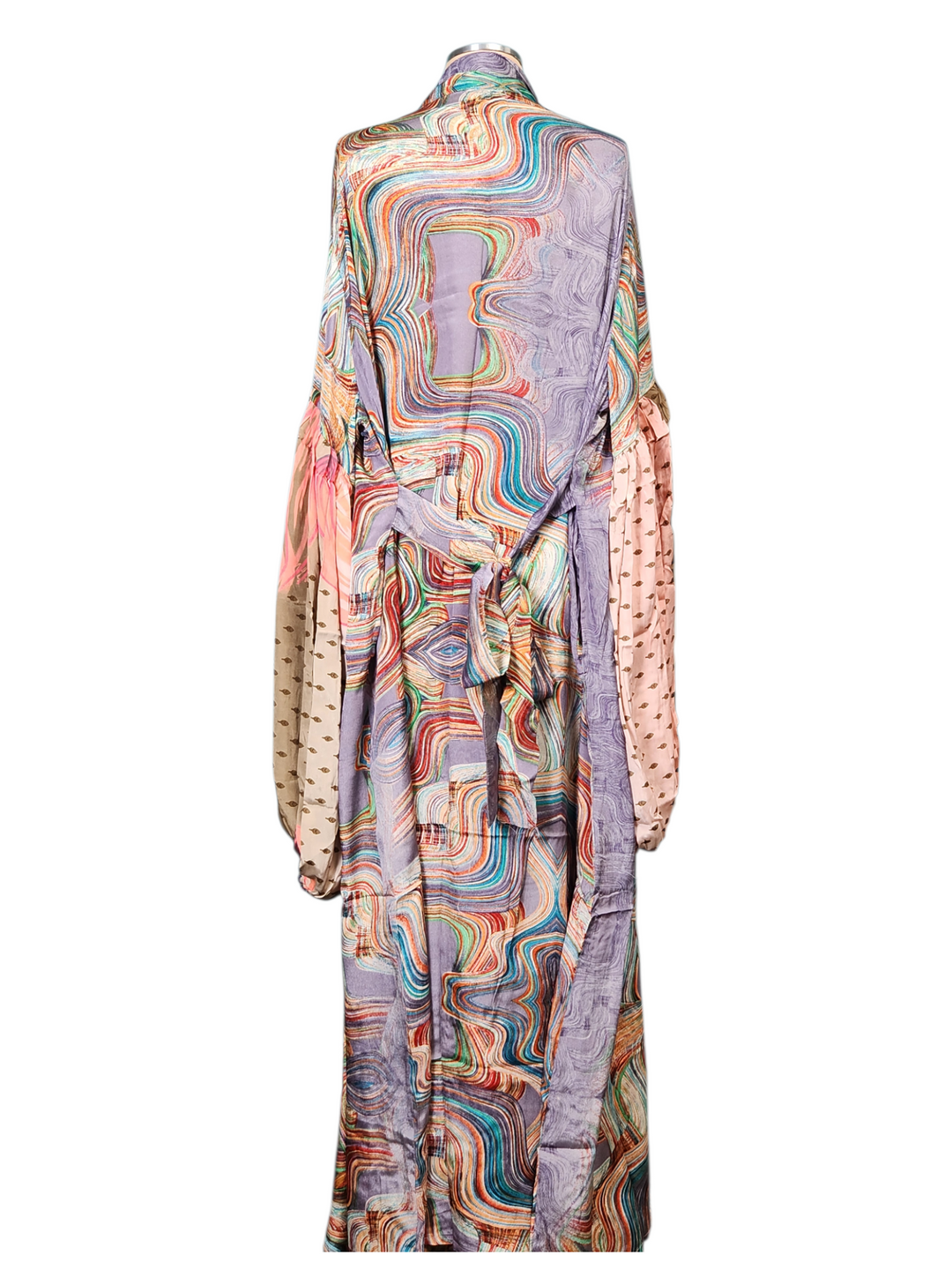 The Painted Sky Silk Vault Tulip Arm Long Kimono & Point Dress Set-221