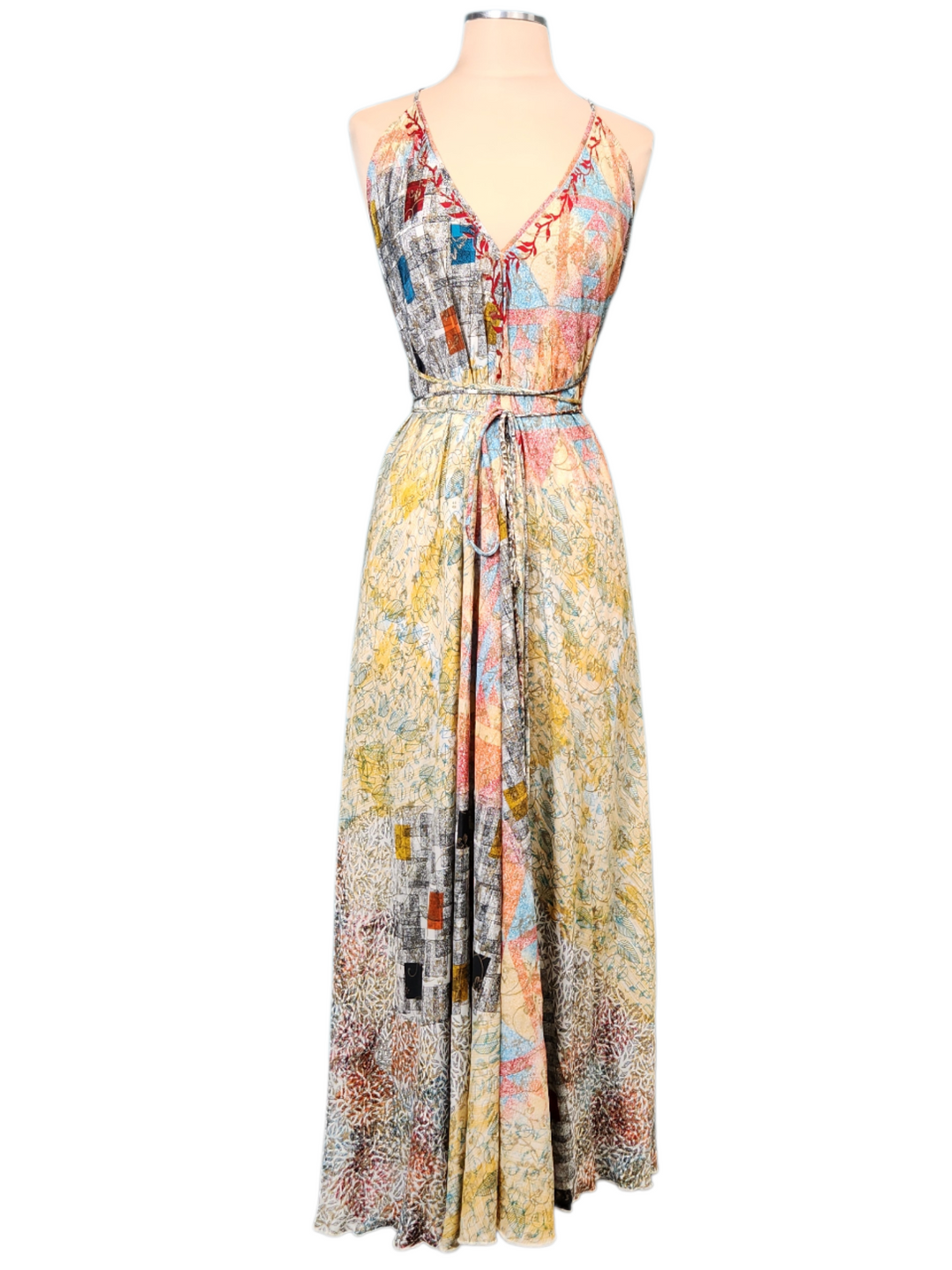 The Sunlit Mosaic Silk Vault Tulip Arm Long Kimono & Point Dress Set-246