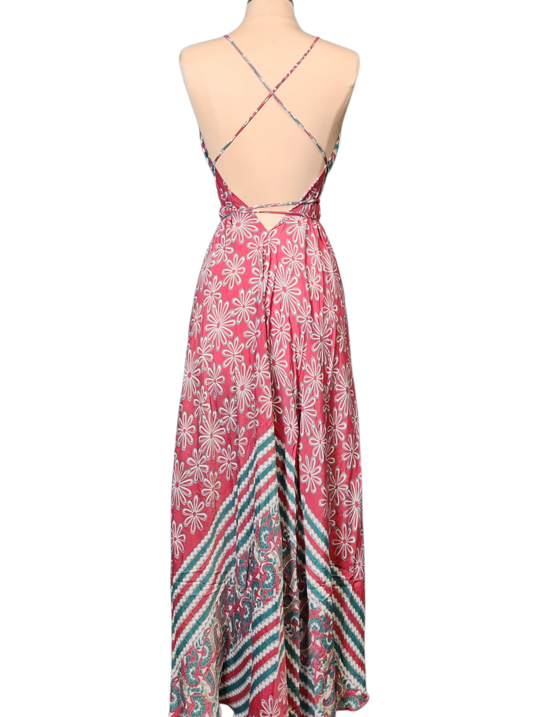 The Pink Mirage Silk Vault Tulip Arm Long Kimono & Point Dress Set-239