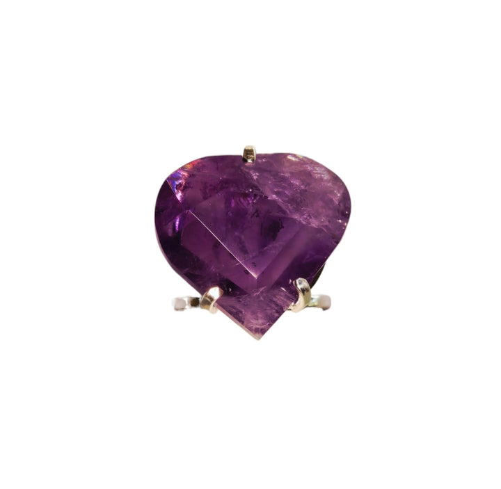 The Amethyst Moon Heart Faceted Arc Ring