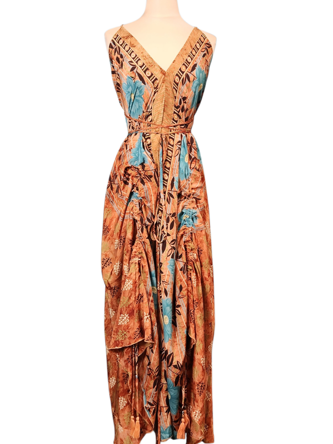 The Harvest Glow Silk Vault Tulip Arm Short Kimono & Point Dress Set-218