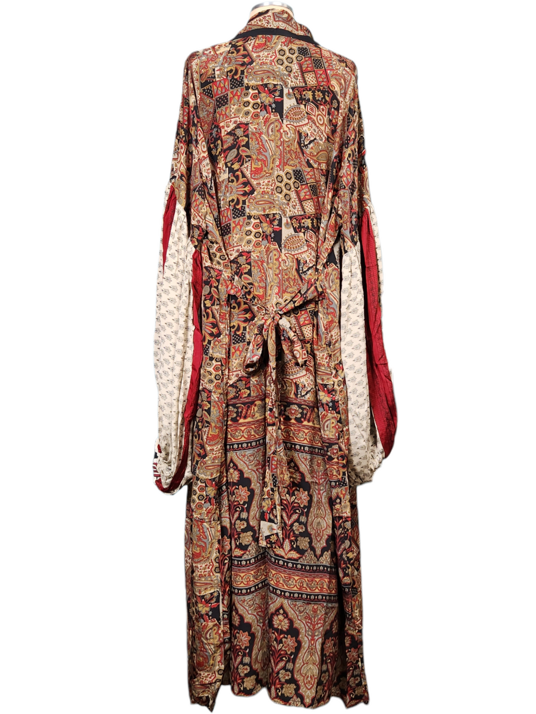 The Vintage Noir Silk Vault Tulip Arm Long Kimono & Point Dress Set-253