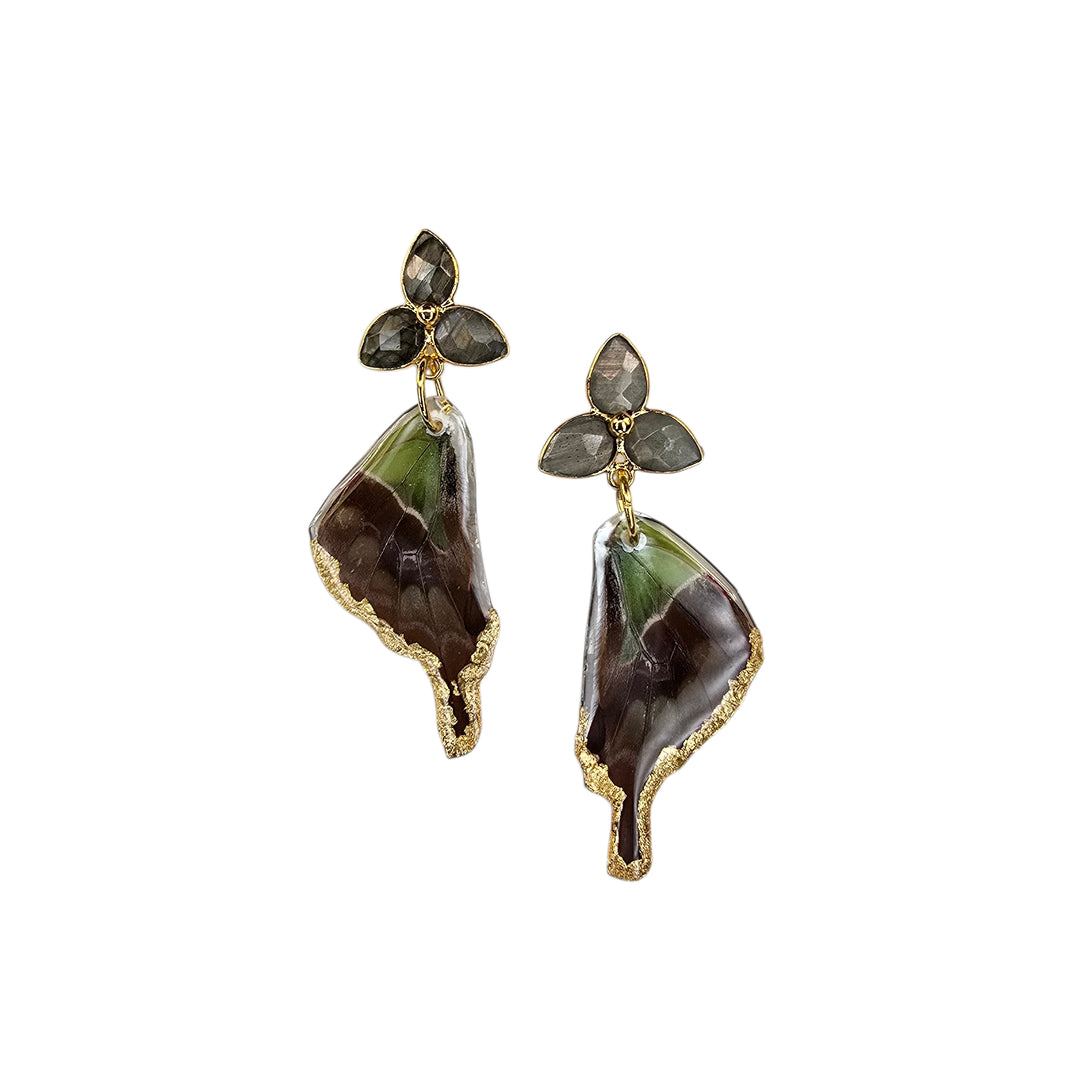 The Olive Real Butterfly Labradorite Post Earrings