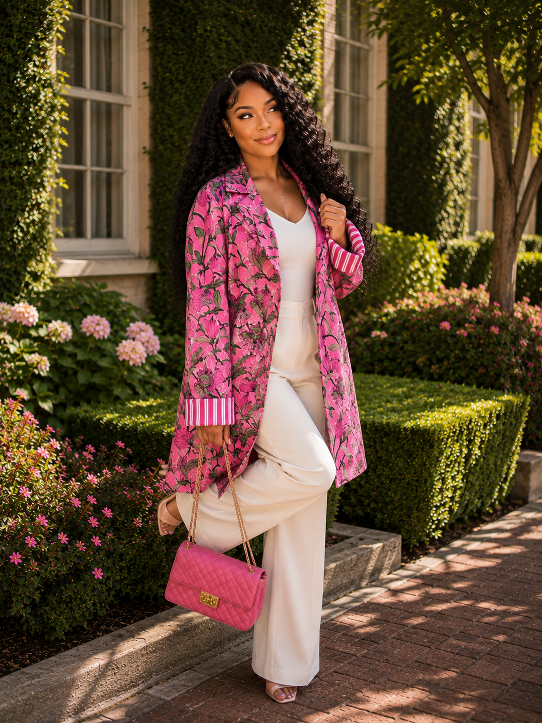 The Rosé Botanica Velvet Statement Jacket- 404